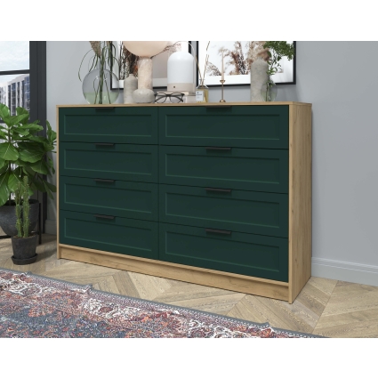 Kомод Тренд КТ-К157 (Дуб золотой ЛДСП/ Изумруд ЛМДФ) Ш1565 В1020 Г451